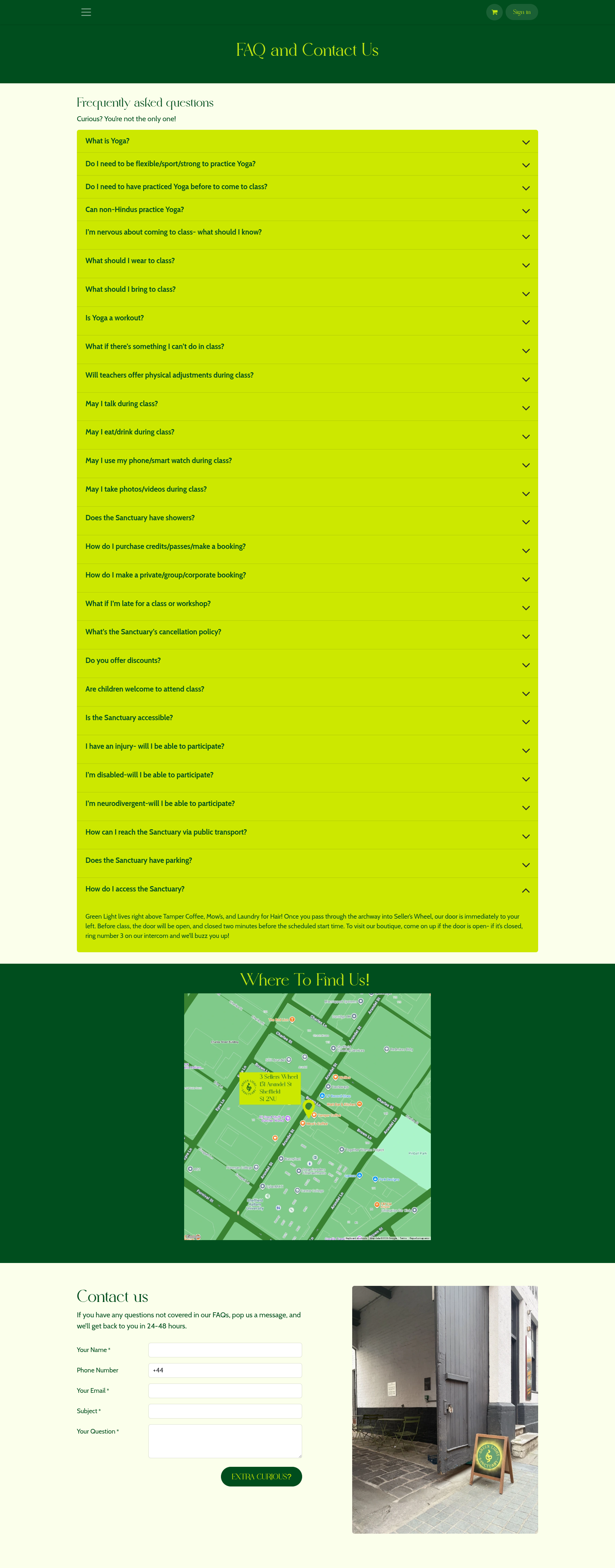 FAQ and Contact page