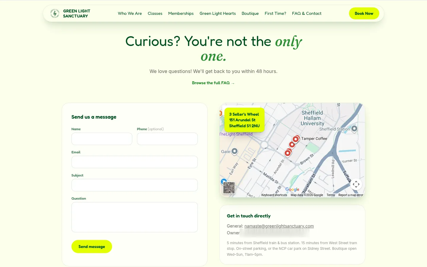 FAQ and contact section