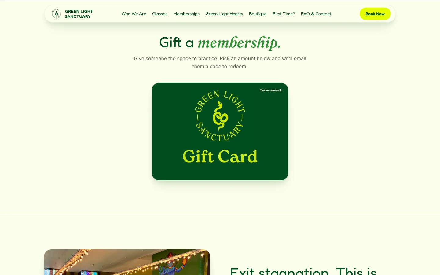 Gift card section for buying a membership as a gift