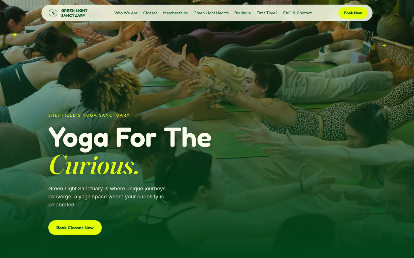 Green Light Sanctuary homepage: Yoga For The Curious