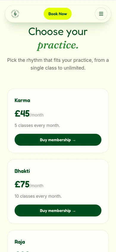 Membership options on a phone